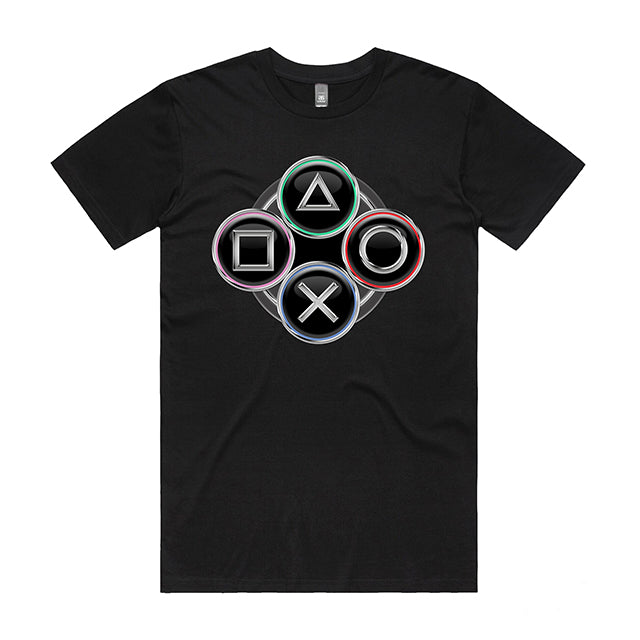 Gamer Retro Style 4 Button Chrome Graphic