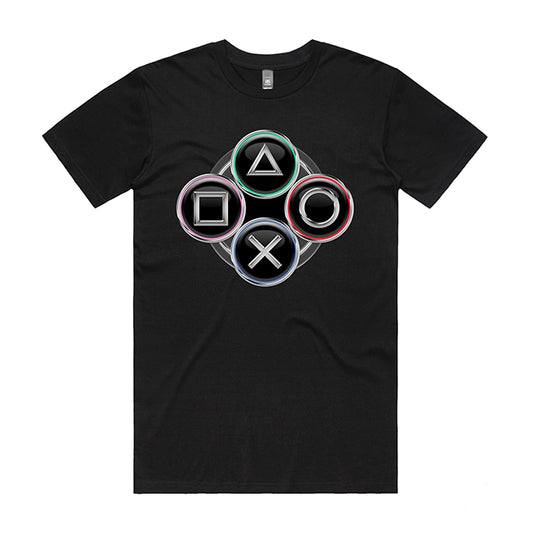 Gamer Retro Style 4 Button Chrome Graphic