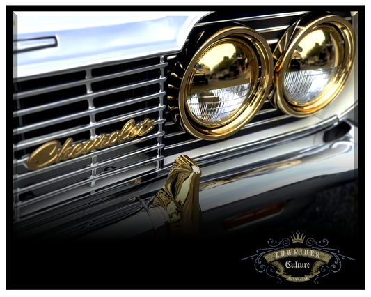 PhotoPanel Abstract Wall Art 004 | WHITE '64 CHEV GOLD TRIM | Lowrider Culture Australia