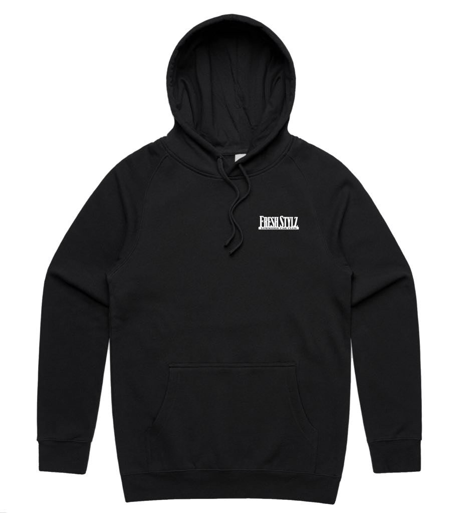 Fresh Stylz - Club Hoodie - Black (with white logo)